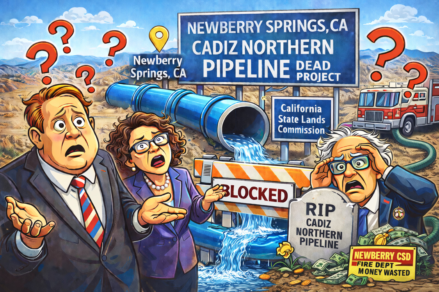 Cadiz, Inc. cartoon illustrating that the company's Northern Pipeline is dead.
